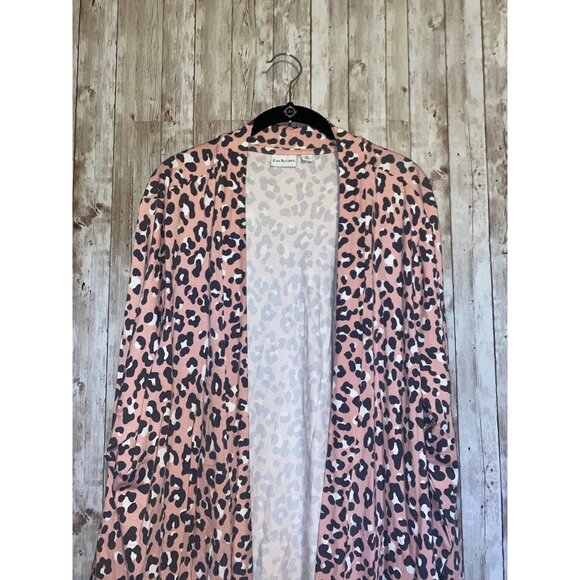 Kim Rogers Women's Pink Leopard Open Front Cardigan Size 2X Animal Print - Picture 6 of 9
